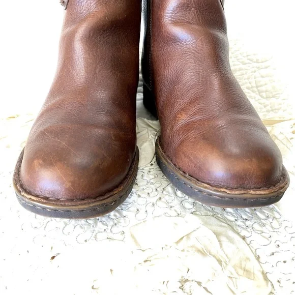 Born Brown Leather Ankle Boots Zip Up Sides Size 8 - Picture 5 of 16